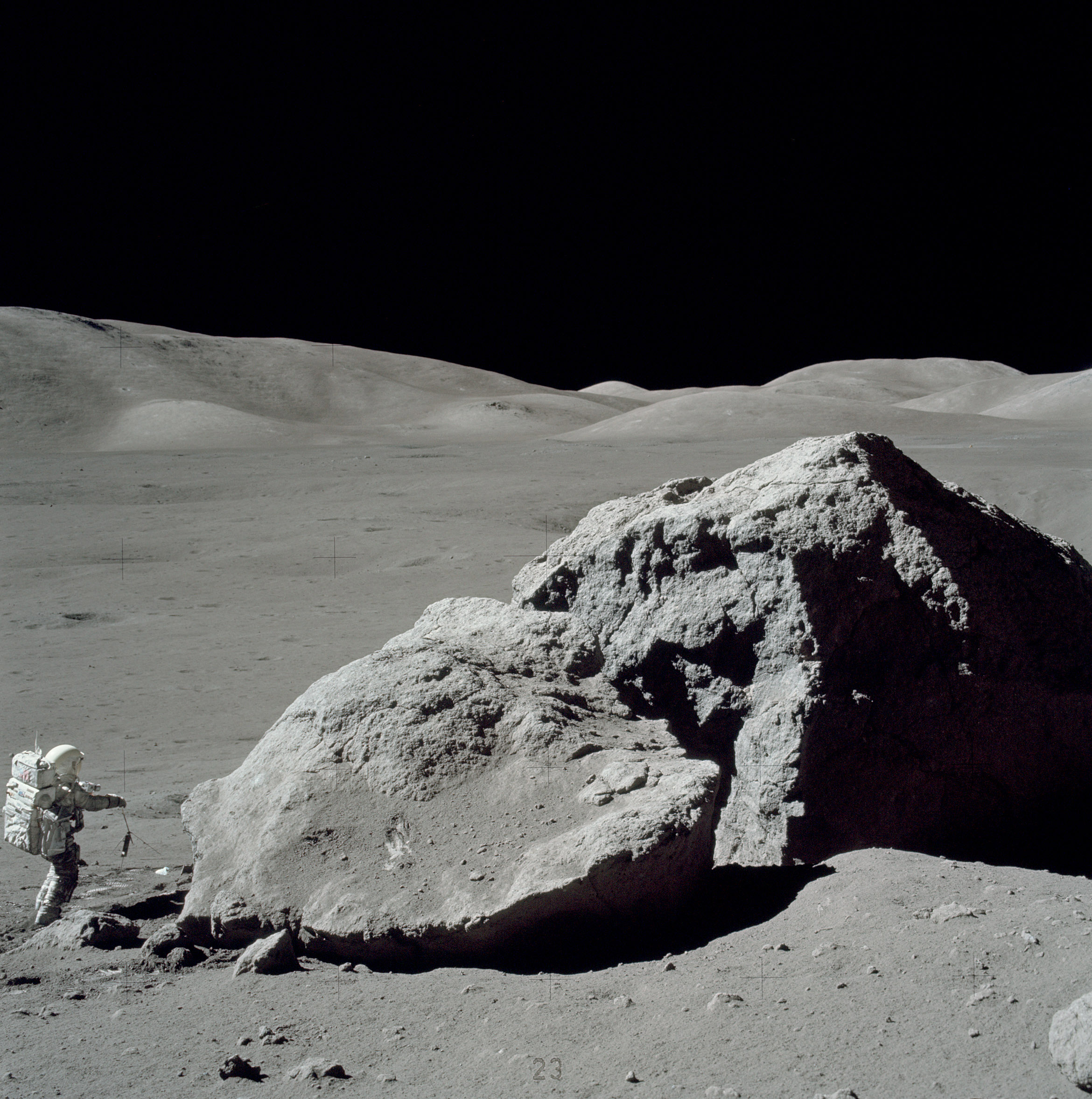 Apollo 17 station 6 boulders. NASA/Eugene Cernan photo