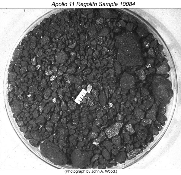 Lunar regolith sample 10084, sieved to 1-5 mm size range, studied by John Wood and coworkers.