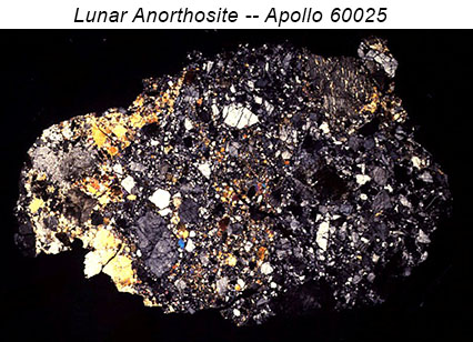 Photomicrograph in polarized light of thin section of Apollo 16 sample 60025.