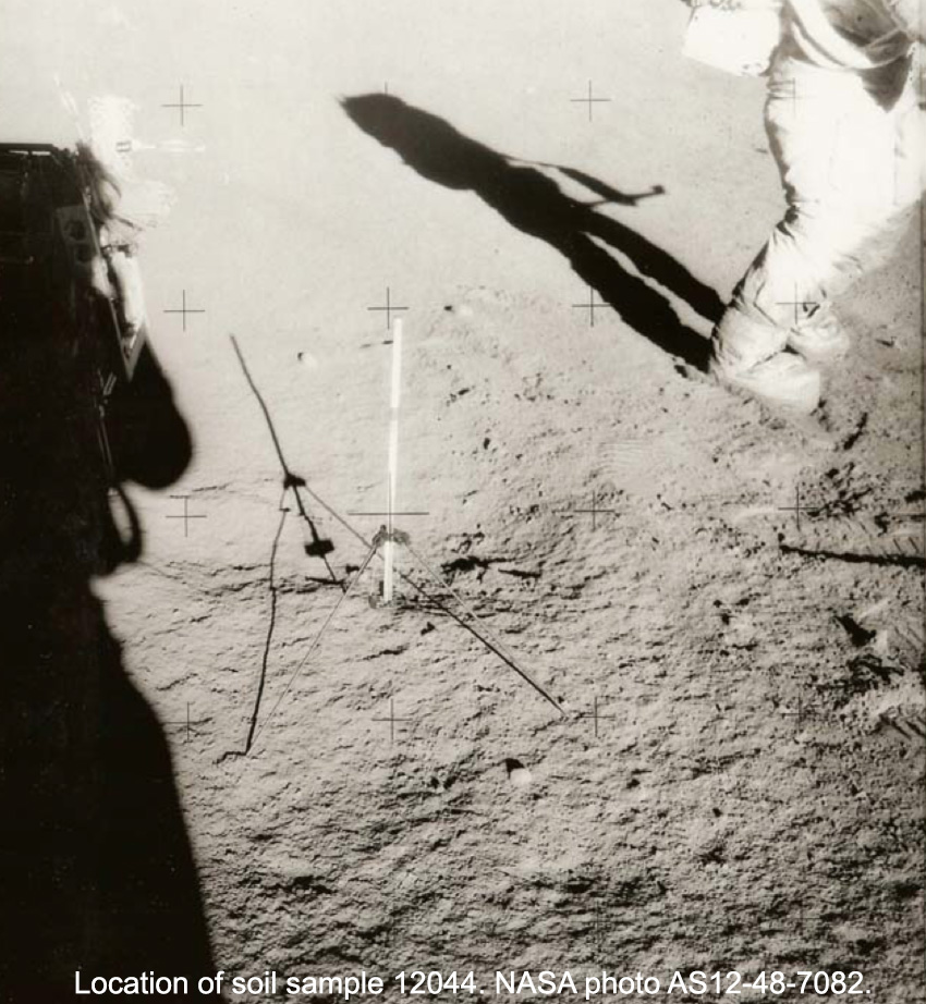 Apollo 12 mission photograph of the collection location of soil sample 12044.