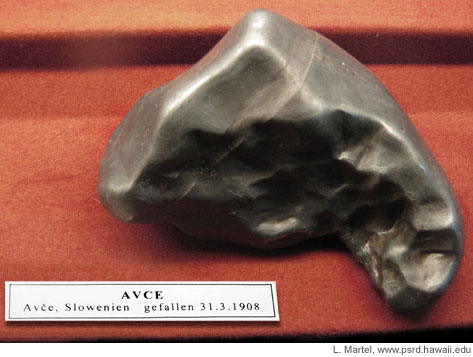 Photo of the Avce iron meteorite.