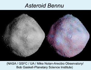 Radar imagery of asteroid Bennu with simulated craters and topography.
