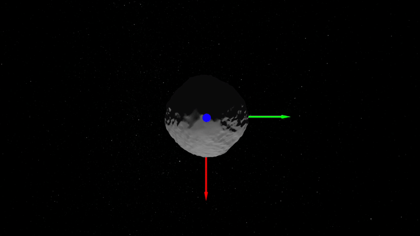 Animated illustration of the modeled trajectories of ejected particles from asteroid Bennu.