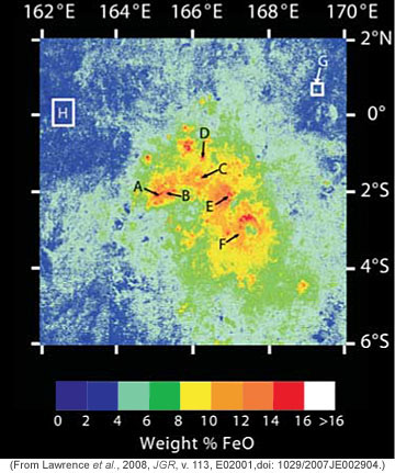 Iron oxide map of the Moon by Lawrence et al., 2008.)
