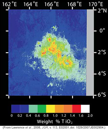 Titanium oxide map of the Moon by Lawrence et al., 2008.)