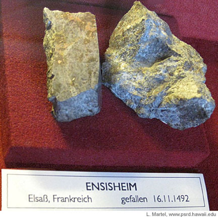 Photo of the Ensisheim chondrite meteorite.