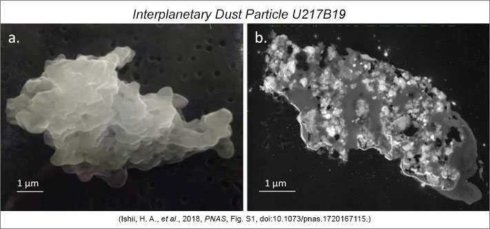 IDP U217B19 shown in two images, secondary electron image and a transmission electron microscope image.
