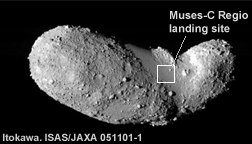 Image of Asteroid Itokawa provided by Japan Aerospace Exploration Agency (JAXA). Click for more information.