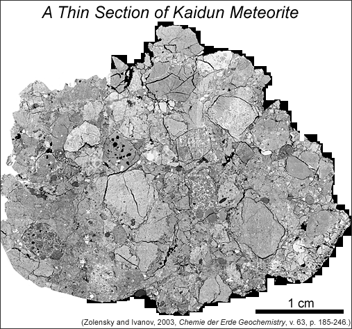 BSE mosaic of one Kaidun thin section. Image is 4 cm across.