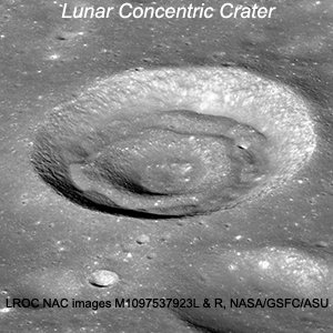 An unnamed concentric crater in Apollo basin on the Moon.