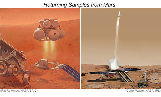 paintings of two concepts for Mars vehicles