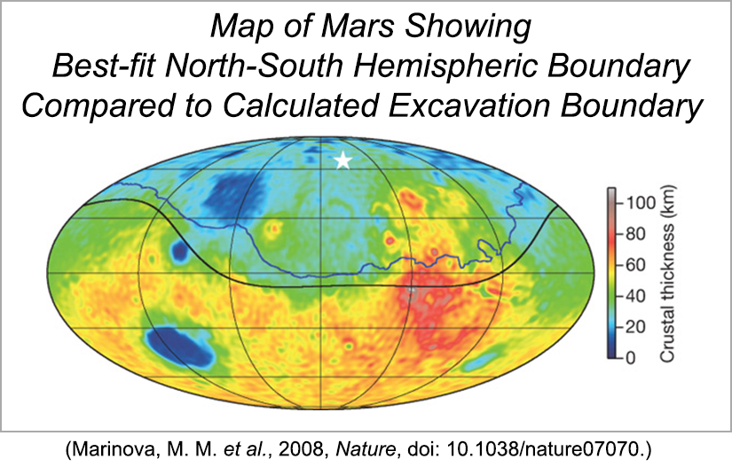 Map of Mars with boundary line comparisons.