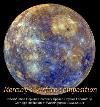Wide angle camera of the Mercury Dual Imaging System on MESSENGER; false colors enhance the chemical, mineralogical, and physical differences between rock types.