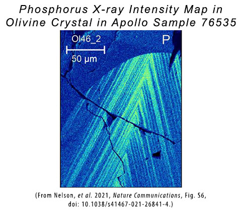 X-ray map of the distribution of P in olivine from troctolite 76535.