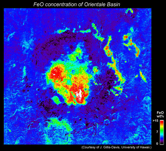 map of FeO concentration in Orientale Basin