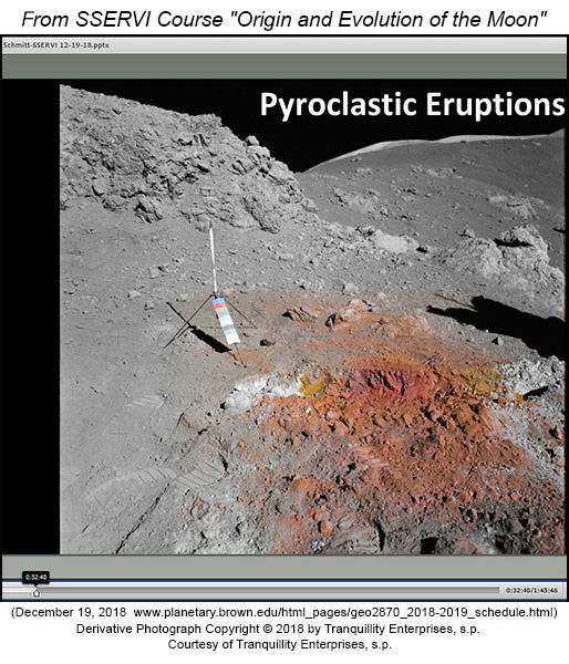 Screen shot of orange soil from virtual lecture by H. H. Schmitt about the Moon.