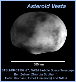 Hubble map of Asteroid 4 Vesta. Click for more details.
