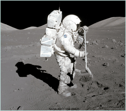 Apollo astronaut collecting samples