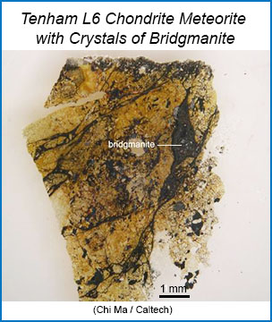 Image of section of Tenham meteorite with crystals of bridgmanite.