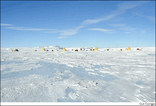 tent camp at Meteorite Hills