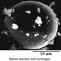 lunar glass bead before reaction with hydrogen